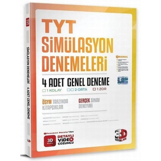 TYT Simülasyon 4 Genel Deneme Video Çözümlü 3D Yayınları