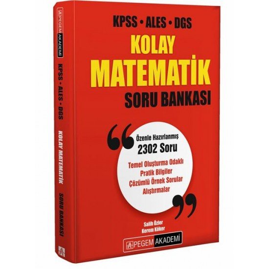 Pegem Akademi KPSS ALES DGS Kolay Matematik Soru Bankası