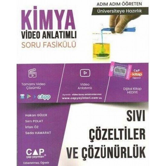 Çap Yayınları Üniversiteye Hazırlık Kimya Sıvı Çözeltiler ve Çözüürlük Konu Anlatımlı Soru Fasikülü