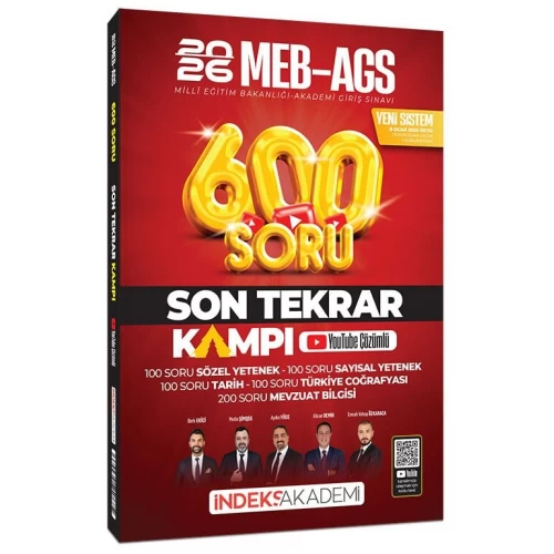 İndeks Akademi 2026 MEB-AGS Son Tekrar Kampı 600 Soru Bankası Youtube Video Çözümlü İndeks Akademi 2026 MEB-AGS Son Tekrar Kampı 600 Soru Bankası Youtube Video Çözümlü