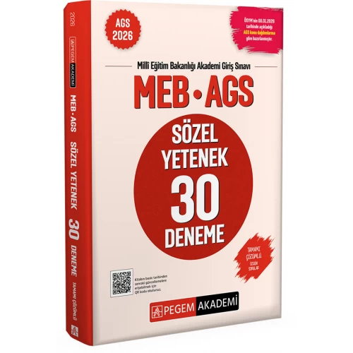 2026 MEB AGS Sözel Yetenek 30 Deneme Tamamı Çözümlü Pegem Akademi 2026 MEB AGS Sözel Yetenek 30 Deneme Tamamı Çözümlü Pegem Akademi