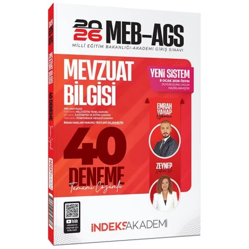 İndeks Akademi 2026 MEB-AGS Mevzuat Bilgisi Çözümlü 40 Deneme İndeks Akademi 2026 MEB-AGS Mevzuat Bilgisi Çözümlü 40 Deneme
